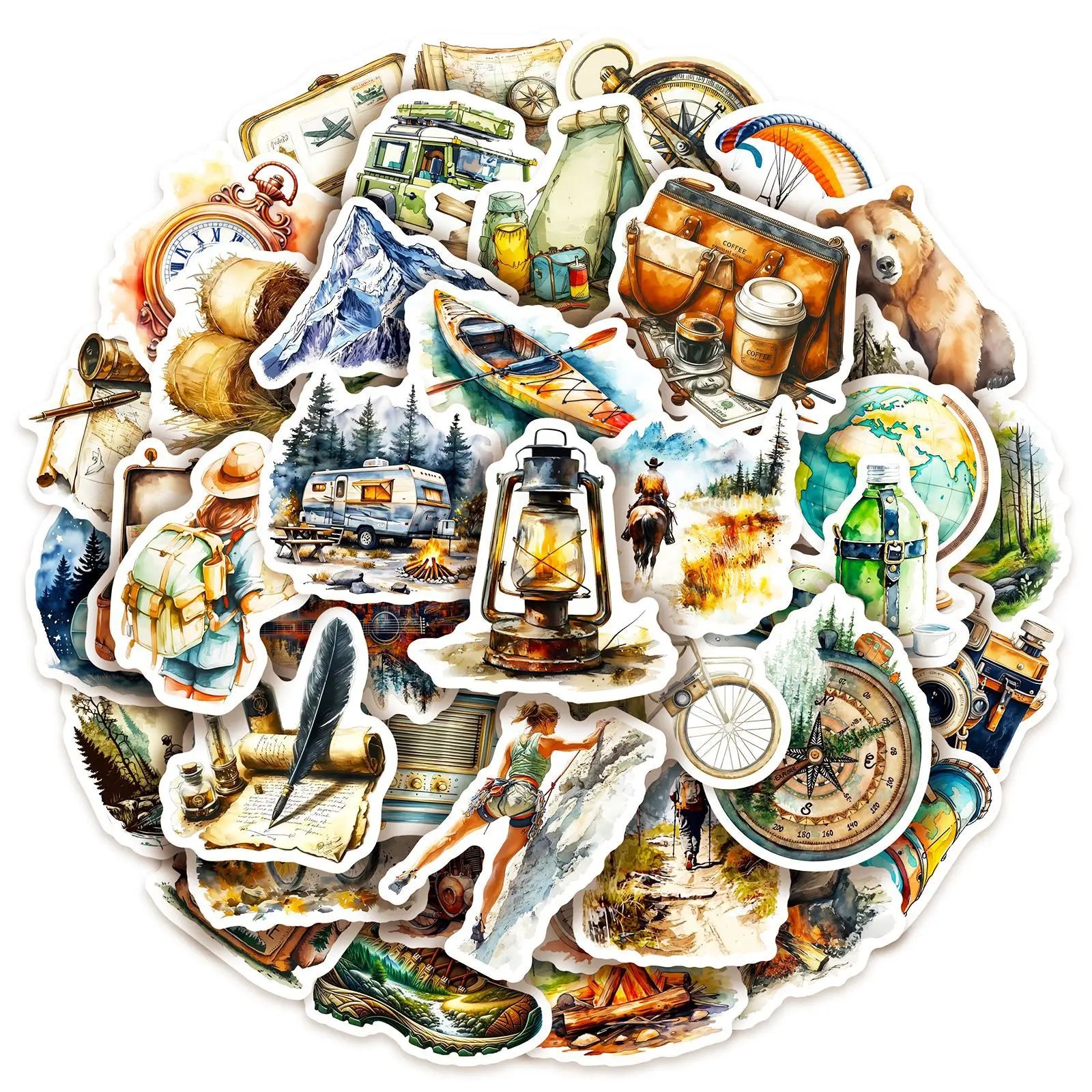 10/30/50PCS Outdoor camping Stickers Travel Graffiti Nature Scenery Cartoon Sticker Laptop Phone Guitar Car Bike Skateboard Toy