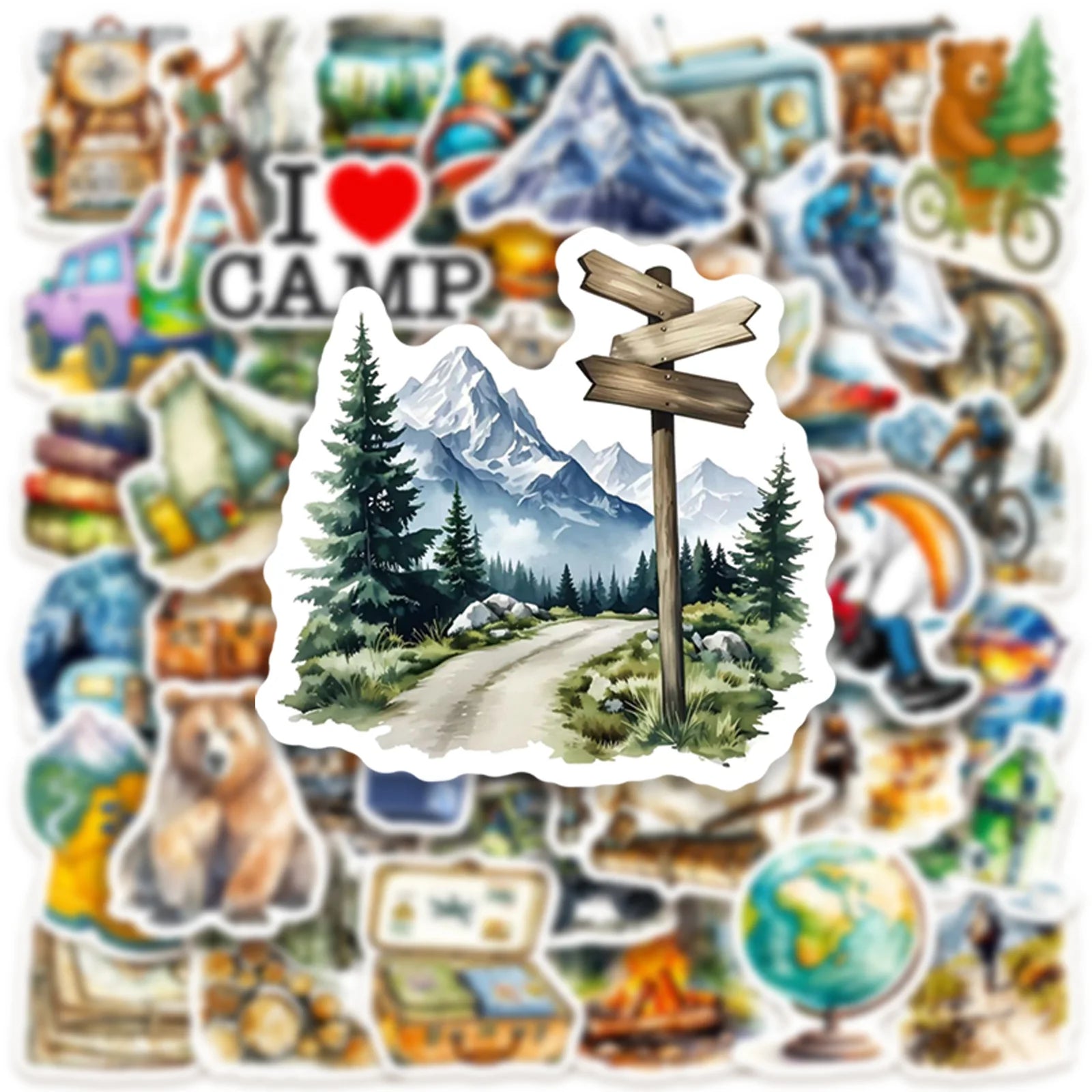 10/30/50PCS Outdoor camping Stickers Travel Graffiti Nature Scenery Cartoon Sticker Laptop Phone Guitar Car Bike Skateboard Toy