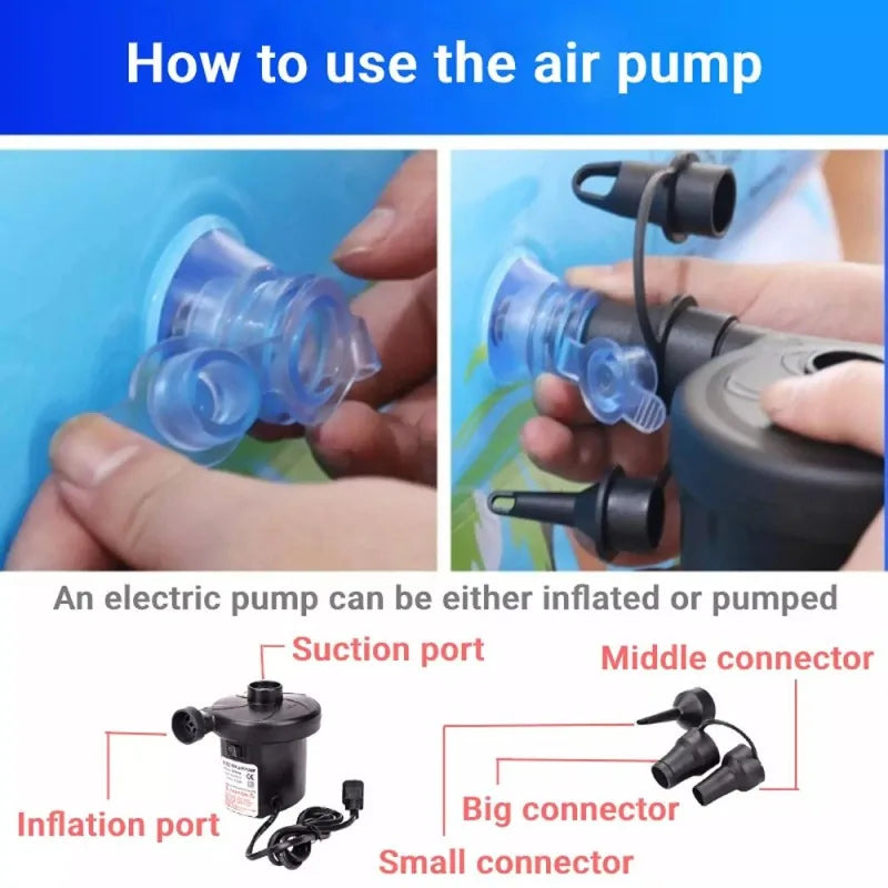 220V Electric Inflatable Pump Quick Air Filling Compressor With 3 Nozzles For Car Camping Life Buoy Boat Cushion Home Use