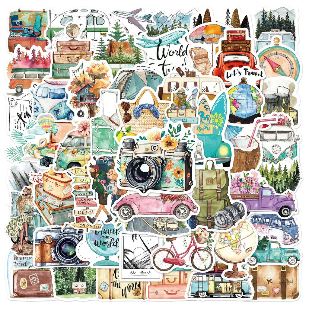 10/25/50pcs Outdoor Hiking Stickers Graffiti Camping for Phone Laptop Guitar Notebook Helmet Travel Luggage Skateboard Car DIY