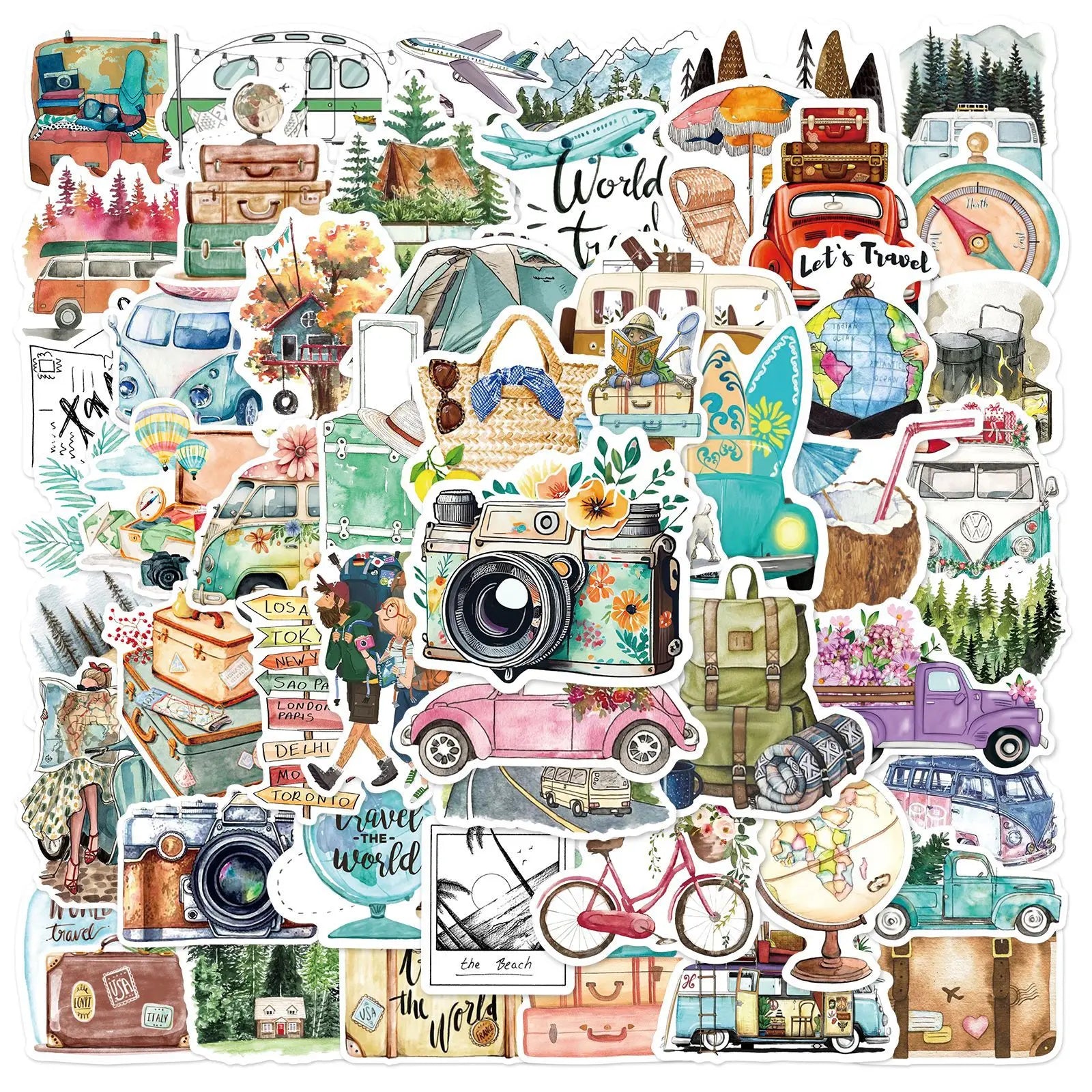 10/25/50pcs Outdoor Hiking Stickers Graffiti Camping for Phone Laptop Guitar Notebook Helmet Travel Luggage Skateboard Car DIY