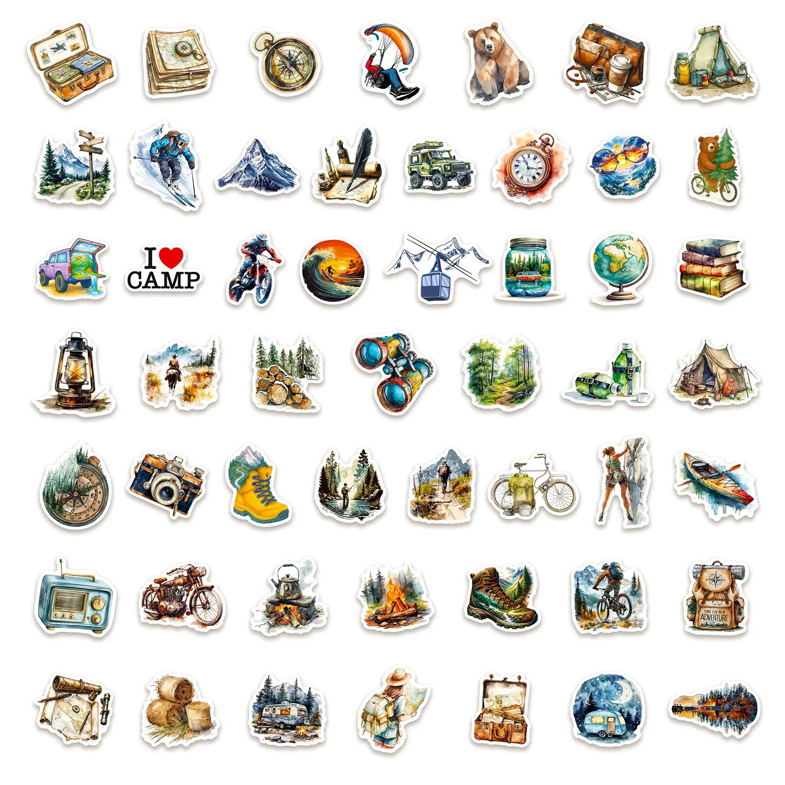 10/30/50PCS Outdoor camping Stickers Travel Graffiti Nature Scenery Cartoon Sticker Laptop Phone Guitar Car Bike Skateboard Toy