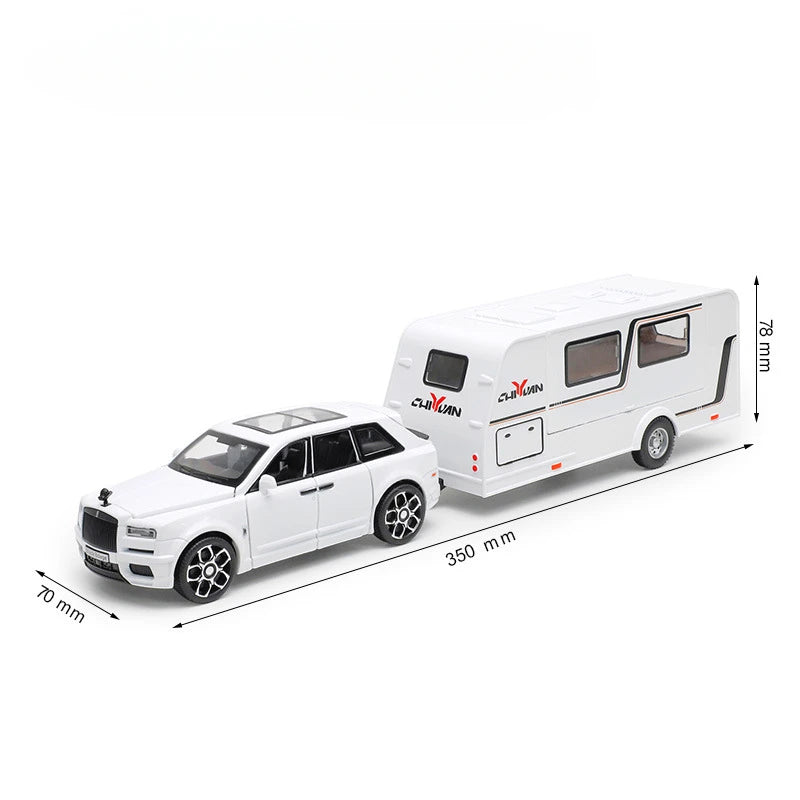 1/32 Rolls Royce Cullinan RV Car Model Alloy Diecast Off-road Vehicle Toy With Sound and Light Camping Car Model  For Boys Gifts