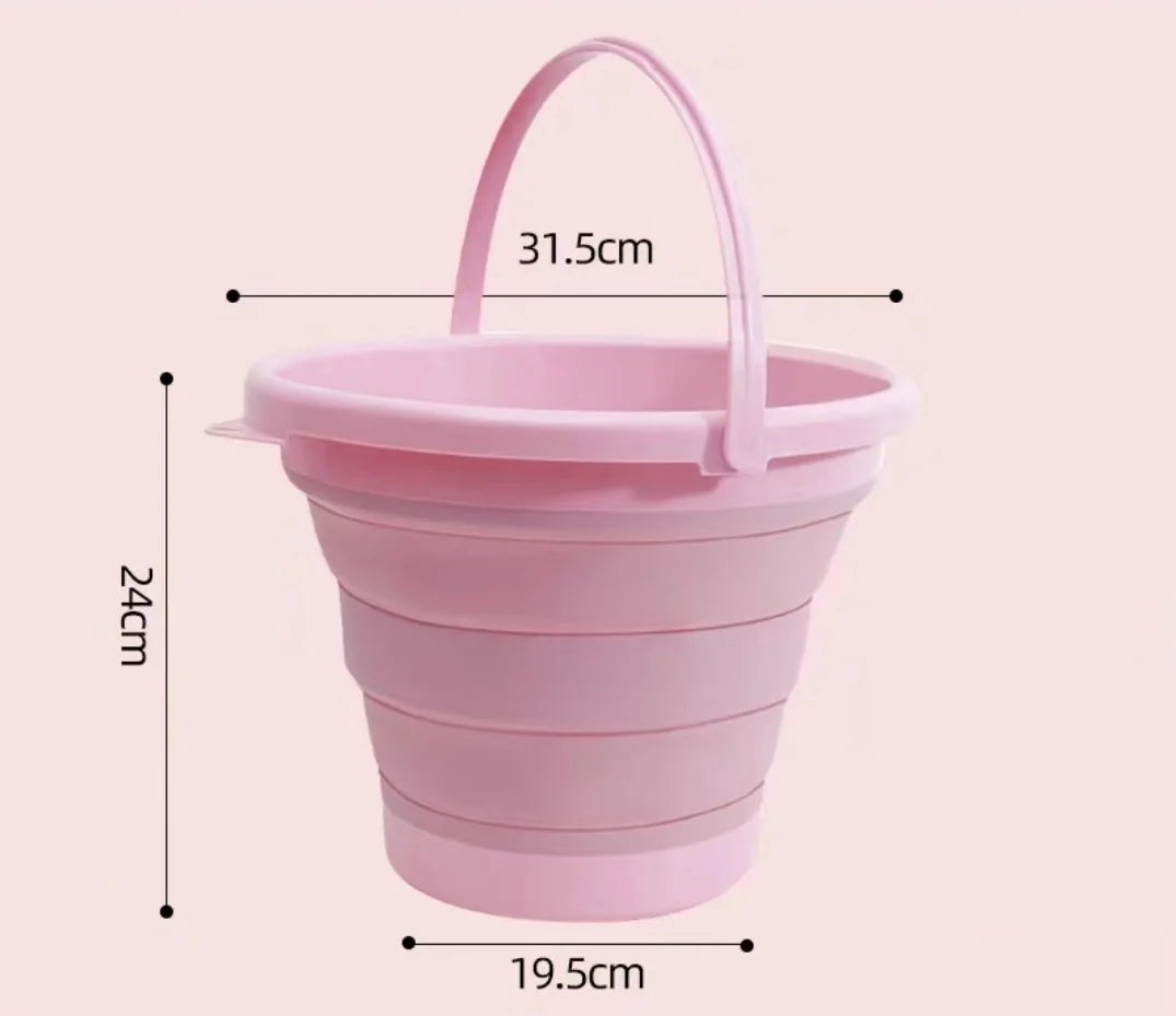 2L Portable Plastic Foldable Barrel Outdoor Beach Camp Travel Hike Fish Storage Bath Water Wash Bucket Collapsable Household Toy