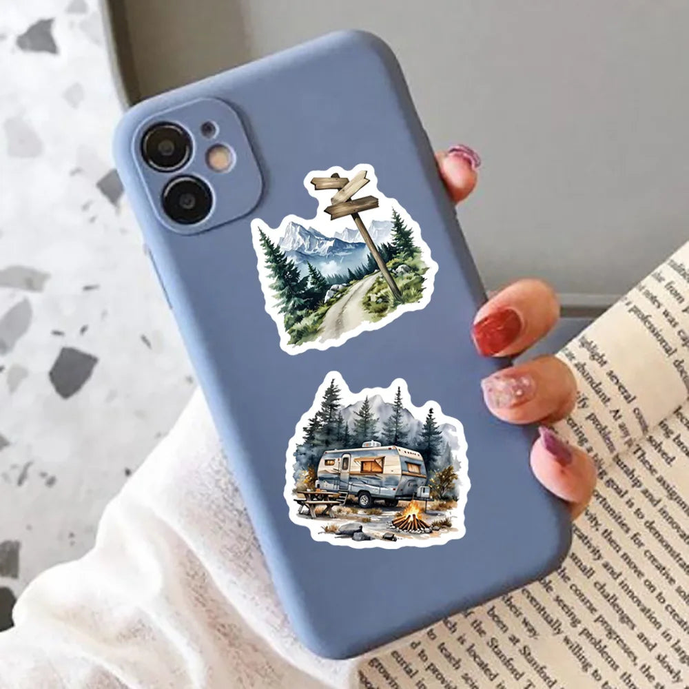 10/30/50PCS Outdoor camping Stickers Travel Graffiti Nature Scenery Cartoon Sticker Laptop Phone Guitar Car Bike Skateboard Toy