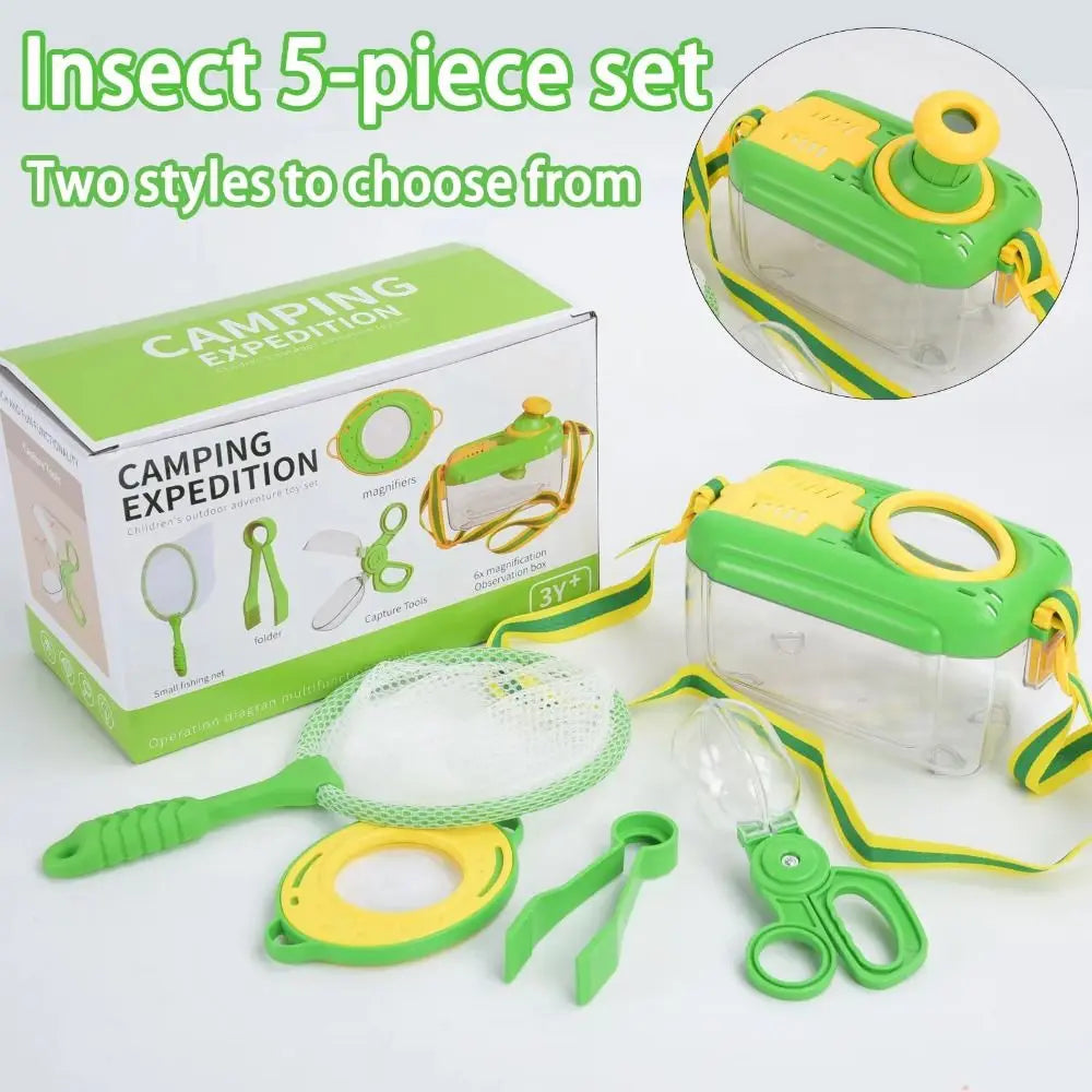 Students Vest Hat Outdoor Insect Exploration Explorer Costume with Magnifying Glass Outdoor Adventure Tools Camping Explorer Kit
