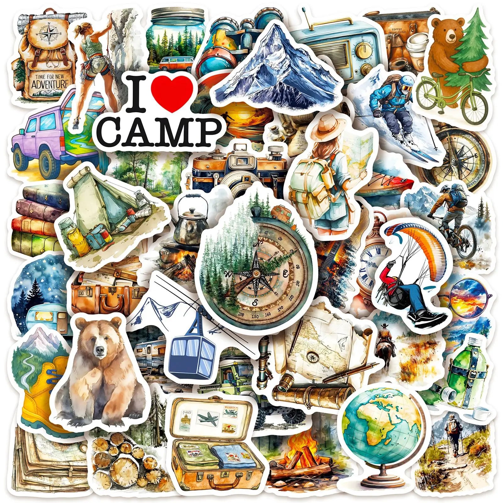 10/30/50PCS Outdoor camping Stickers Travel Graffiti Nature Scenery Cartoon Sticker Laptop Phone Guitar Car Bike Skateboard Toy