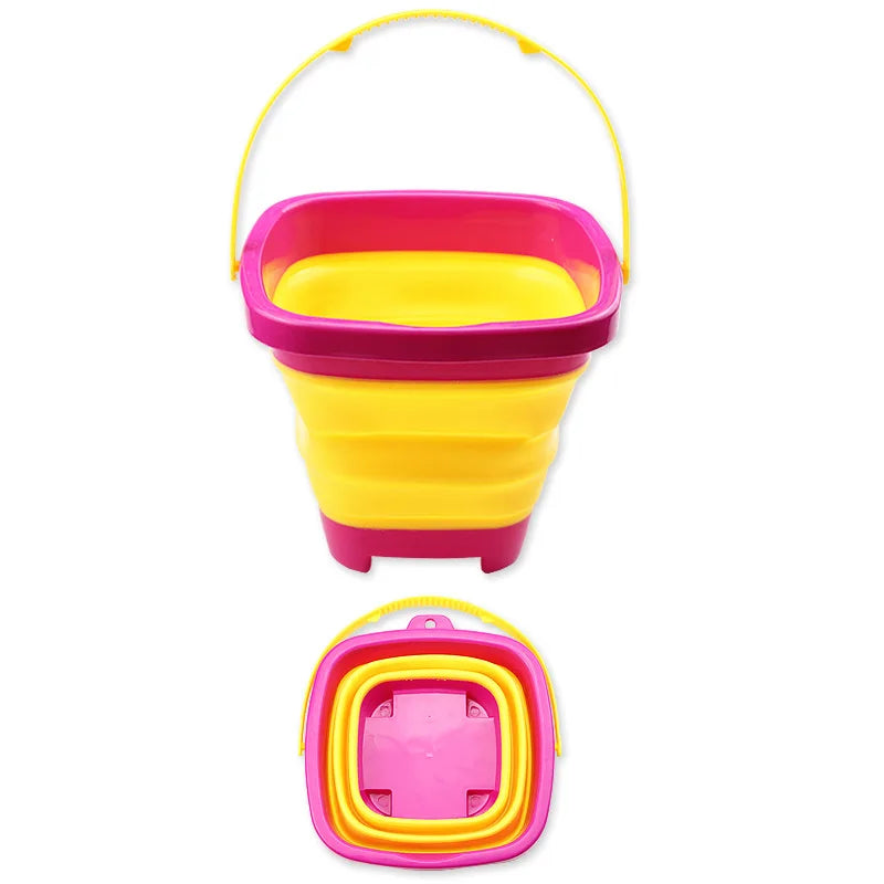 2L Portable Plastic Foldable Barrel Outdoor Beach Camp Travel Hike Fish Storage Bath Water Wash Bucket Collapsable Household Toy