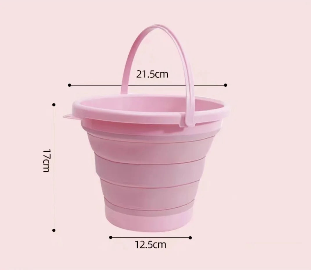 2L Portable Plastic Foldable Barrel Outdoor Beach Camp Travel Hike Fish Storage Bath Water Wash Bucket Collapsable Household Toy