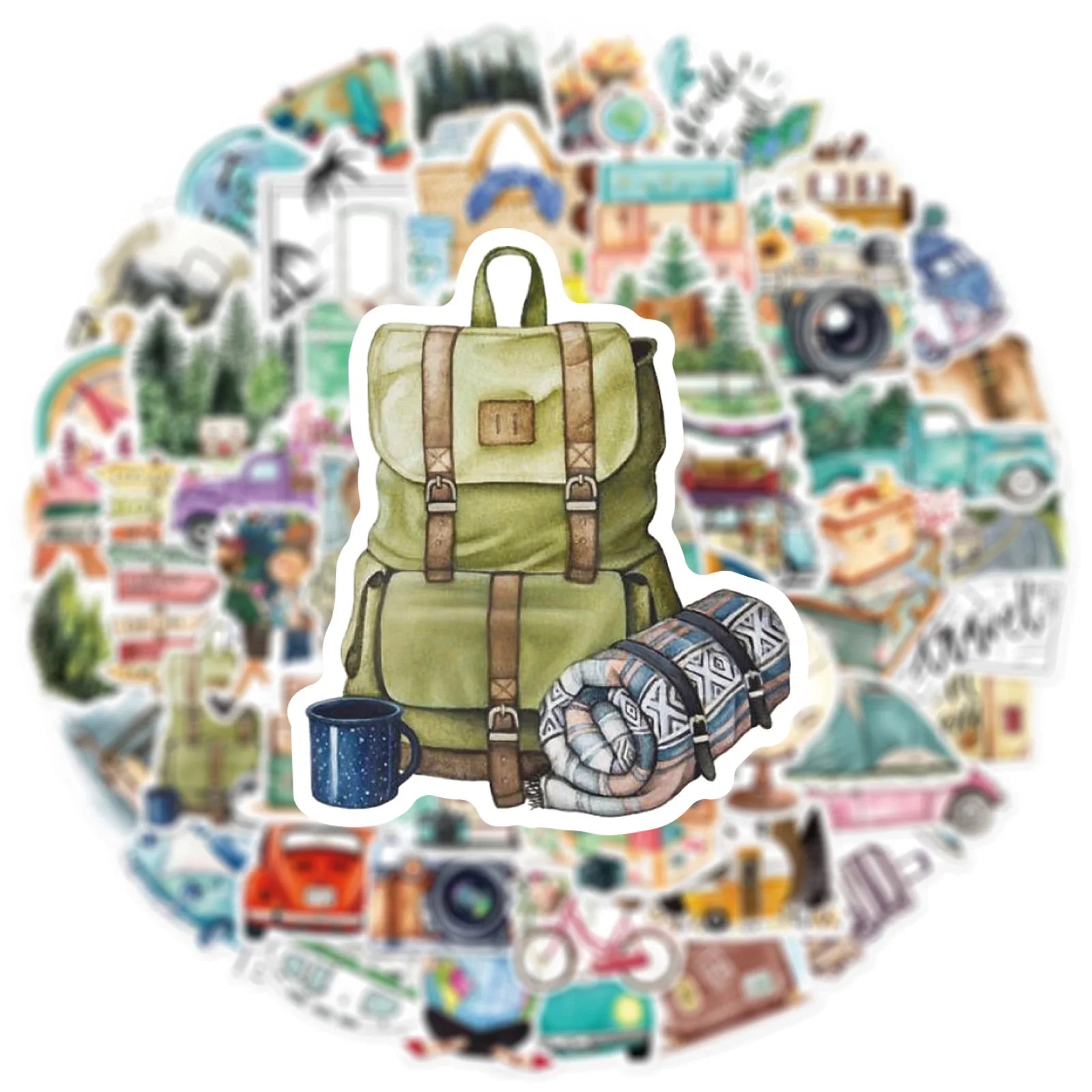 10/25/50pcs Outdoor Hiking Stickers Graffiti Camping for Phone Laptop Guitar Notebook Helmet Travel Luggage Skateboard Car DIY