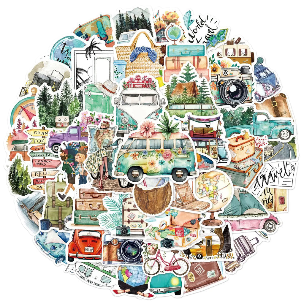 10/25/50pcs Outdoor Hiking Stickers Graffiti Camping for Phone Laptop Guitar Notebook Helmet Travel Luggage Skateboard Car DIY