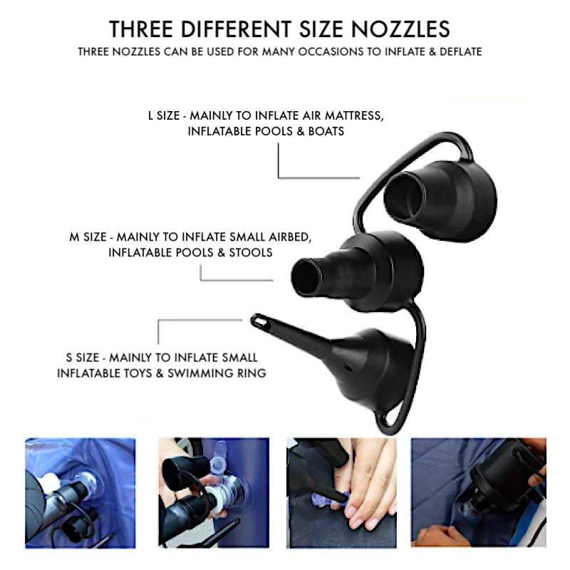 220V Electric Inflatable Pump Quick Air Filling Compressor With 3 Nozzles For Car Camping Life Buoy Boat Cushion Home Use