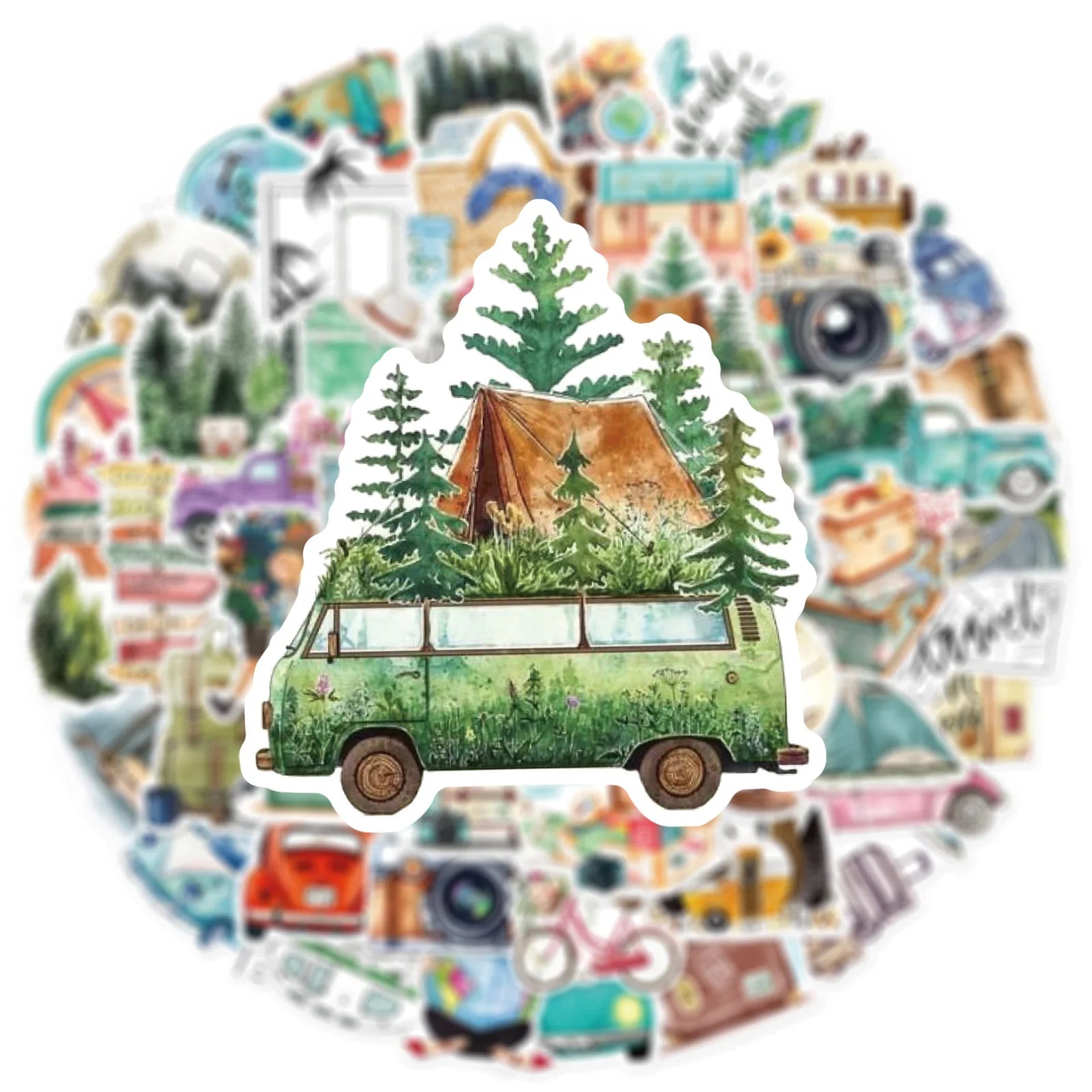 10/25/50pcs Outdoor Hiking Stickers Graffiti Camping for Phone Laptop Guitar Notebook Helmet Travel Luggage Skateboard Car DIY