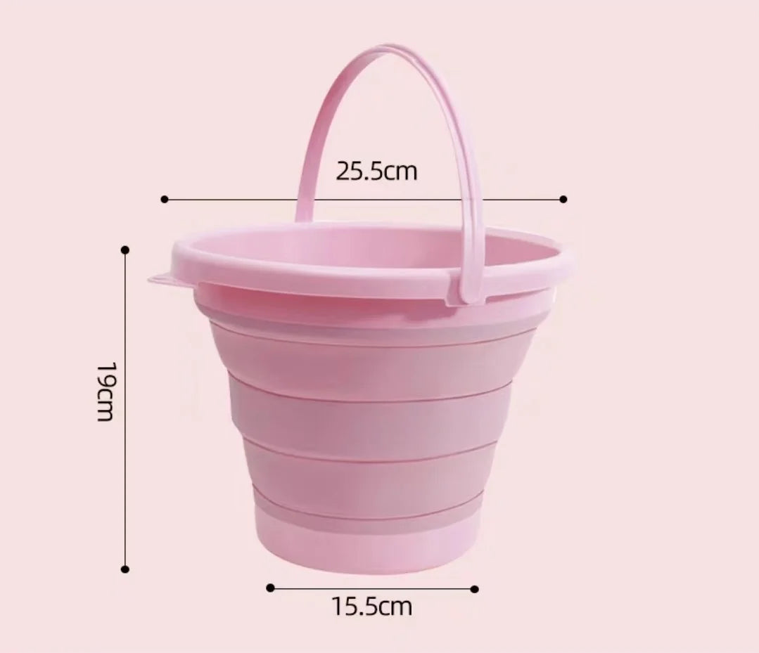 2L Portable Plastic Foldable Barrel Outdoor Beach Camp Travel Hike Fish Storage Bath Water Wash Bucket Collapsable Household Toy