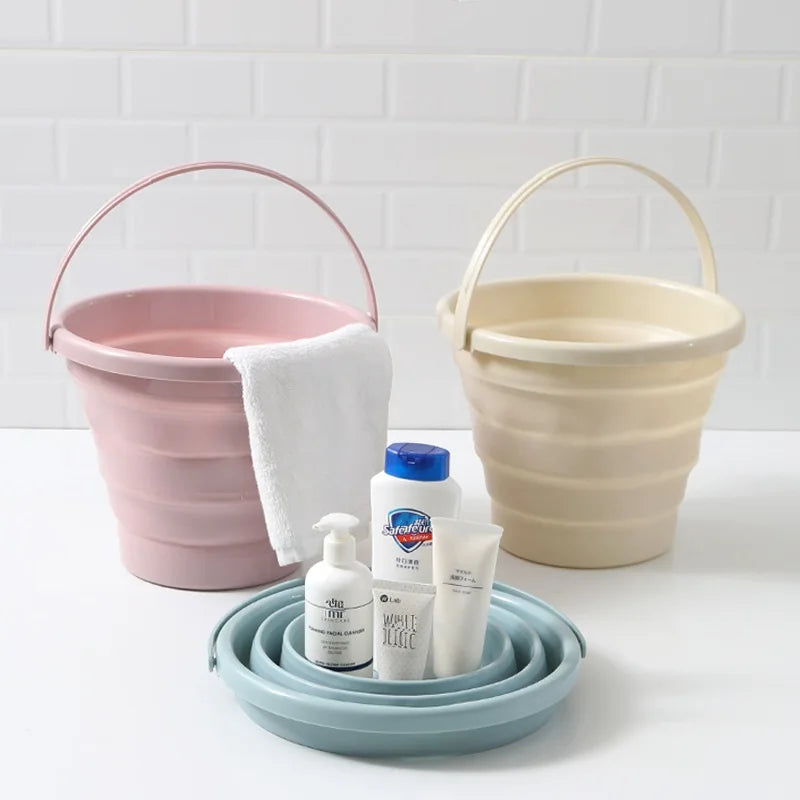 2L Portable Plastic Foldable Barrel Outdoor Beach Camp Travel Hike Fish Storage Bath Water Wash Bucket Collapsable Household Toy