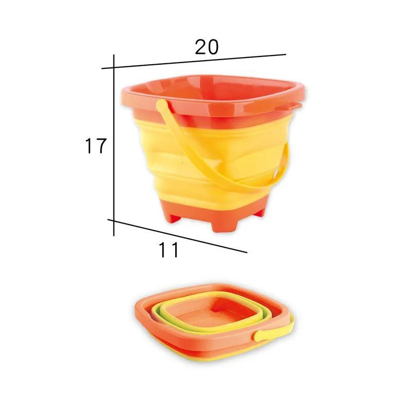 2L Portable Plastic Foldable Barrel Outdoor Beach Camp Travel Hike Fish Storage Bath Water Wash Bucket Collapsable Household Toy