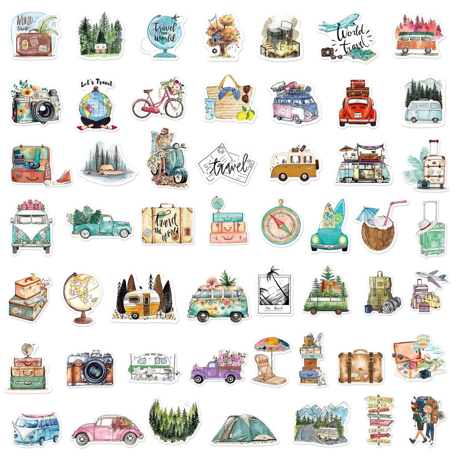 10/25/50pcs Outdoor Hiking Stickers Graffiti Camping for Phone Laptop Guitar Notebook Helmet Travel Luggage Skateboard Car DIY