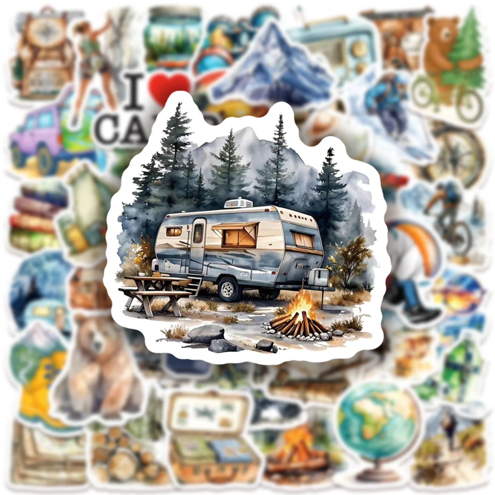 10/30/50PCS Outdoor camping Stickers Travel Graffiti Nature Scenery Cartoon Sticker Laptop Phone Guitar Car Bike Skateboard Toy