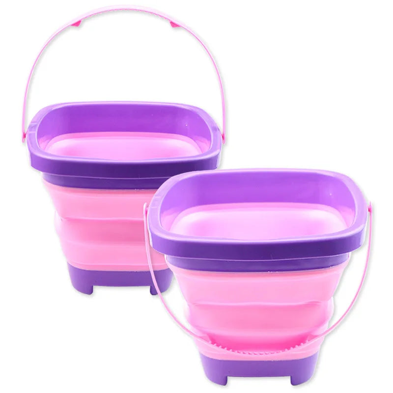 2L Portable Plastic Foldable Barrel Outdoor Beach Camp Travel Hike Fish Storage Bath Water Wash Bucket Collapsable Household Toy